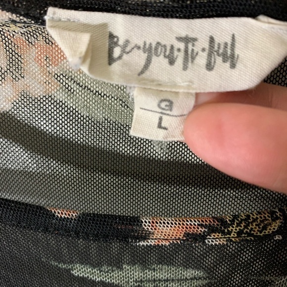 Be. You. tifull Black Mesh Midi Dress Women's Large Flower Prints Short Sleeves - Picture 8 of 8